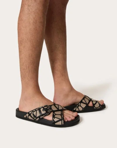 Valentino Fussfriend Slide Sandal In Toile Iconographe Technical Fabric