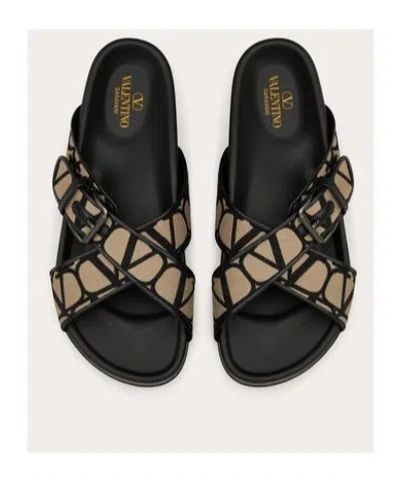Valentino Fussfriend Slide Sandal In Toile Iconographe Technical Fabric