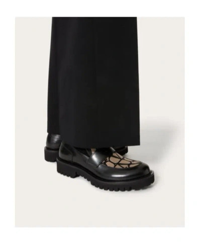 Valentino Loafer In Toile Iconographe Technical Fabric And Calfskin