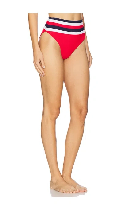 Beach Riot Millie Colorblock High Waist Bikini Bottoms In Red