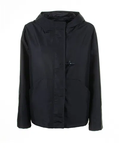 Fay Black Trench Coat With Hood