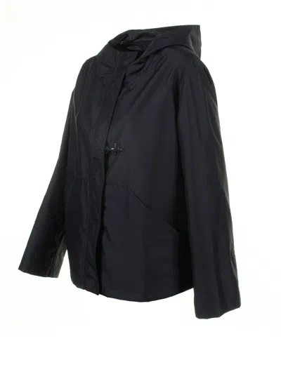Fay Black Trench Coat With Hood