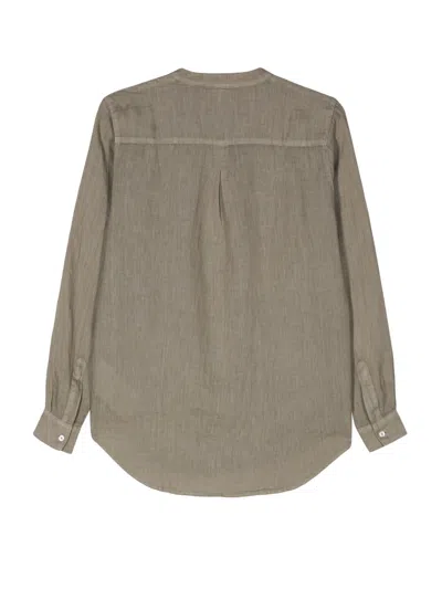 Fay Classic Button-down Linen Shirt With Mandarin Collar
