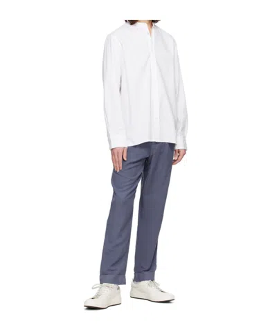 Officine Generale Pleat-detail Tapered Trousers In Blue