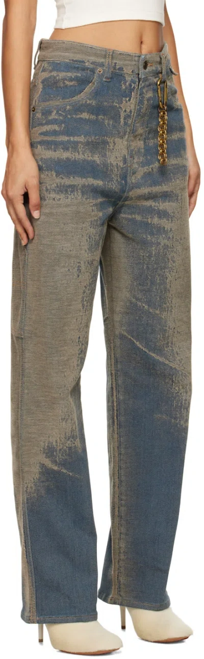Darkpark Blue Lisa Jacquard Loose Fit Carpenter Jeans