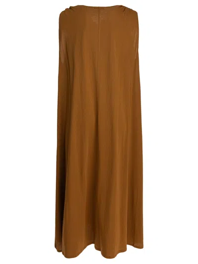 Soeur Shoulder Detail Gathered Midi Length Relaxed Silhouette In Gold