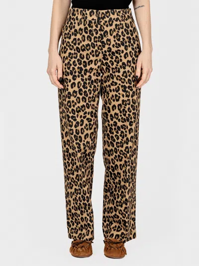 Aspesi Stretch Cotton Pants With Leopard Print