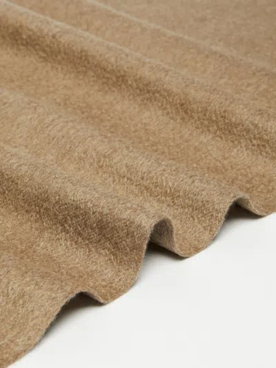 Max Mara Cashmere Shawl With Monogram Embroidery In Brown