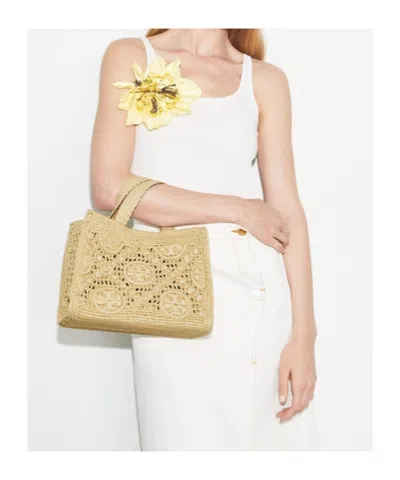 Tory Burch T Monogram Raffia Top-handle Tote
