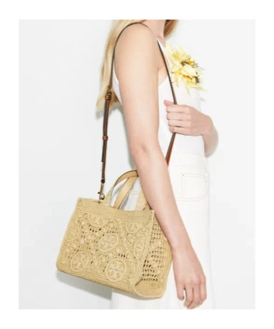 Tory Burch T Monogram Raffia Top-handle Tote