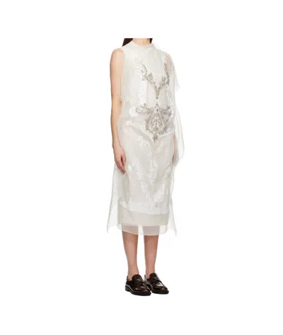 Erdem Off-white Asymmetric Cocktail Midi Dress In White