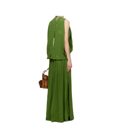 Erdem Green Sleeveless Drape Midi Dress In Green