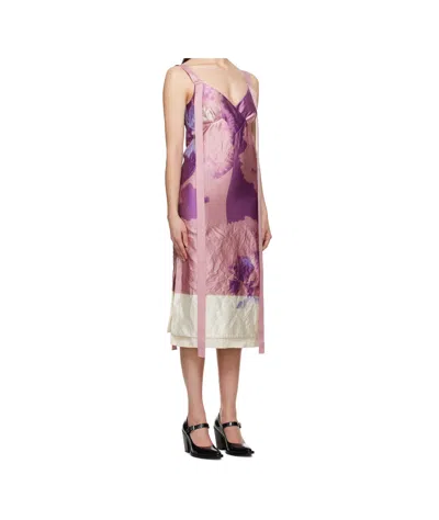 Erdem Womens Graphic-print Ribbon-strap Woven Midi Dress Carnation Cyanotype Rose