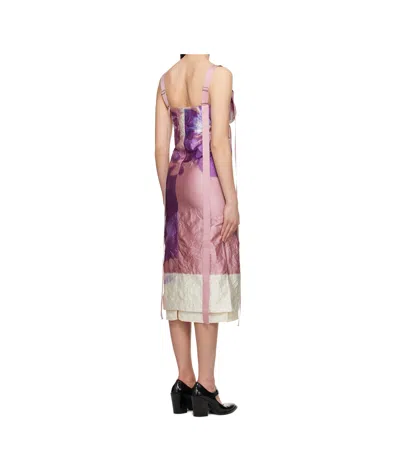 Erdem Womens Graphic-print Ribbon-strap Woven Midi Dress Carnation Cyanotype Rose