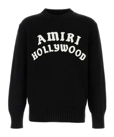 Amiri Black Sweater With Maxi Logo Lettering On The Front In Black