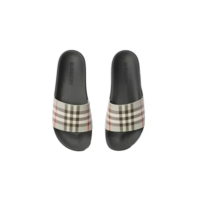 Burberry Check Slide Flat Open Toe Slippers