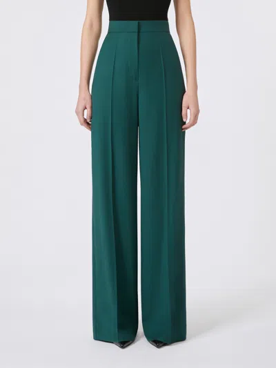 Max Mara Fernet Wide Leg Wool Cashmere Trousers In Green