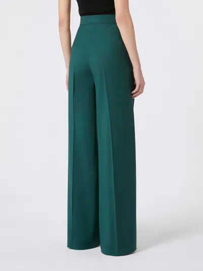 Max Mara Fernet Wide Leg Wool Cashmere Trousers In Green
