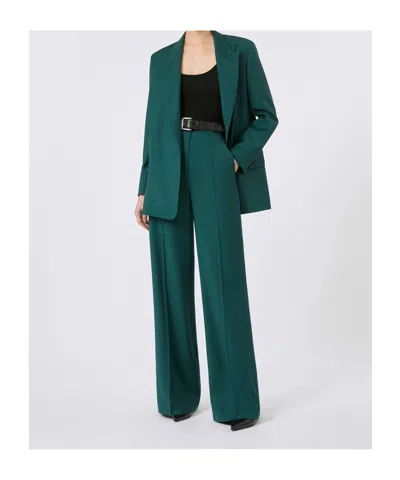 Max Mara Fernet Wide Leg Wool Cashmere Trousers In Green