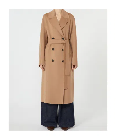 Max Mara Double-breasted Wool Coat In Brown