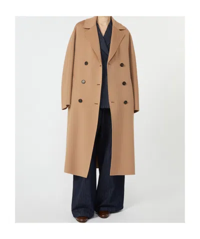 Max Mara Double-breasted Wool Coat In Brown