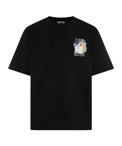Casablanca Crew Neck Graphic Print Short Sleeves In Black