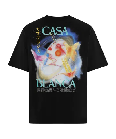 Casablanca Crew Neck Graphic Print Short Sleeves In Black