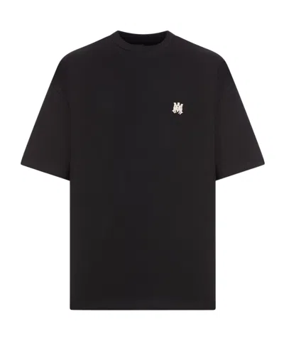 Amiri Black Crewneck T-shirt With Logo Embroidery On The Front In Cotton Man