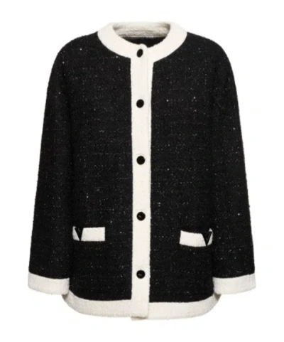Valentino Tweed Round Collar Casual Jacket
