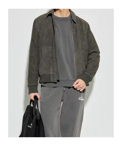 Allsaints Mens Washed Black Soleil Graphic-print Crewneck Cotton Sweatshirt