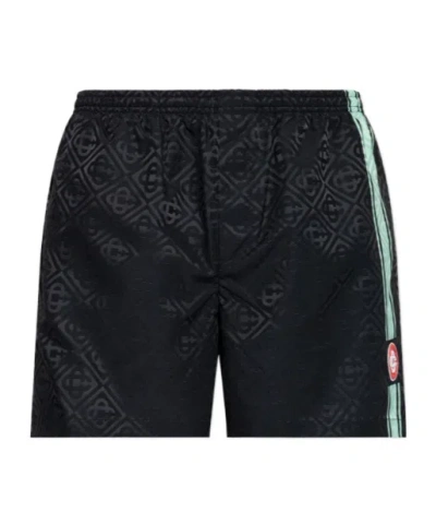 Casablanca Patterned Shorts With Elastic Waistband And Side Stripe