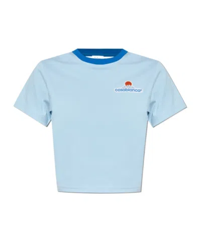 Casablanca Montagne Contrasting-trim Cropped T-shirt