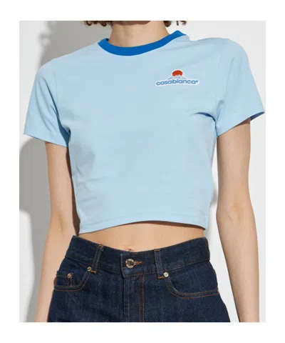 Casablanca Montagne Contrasting-trim Cropped T-shirt