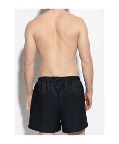 Casablanca Patterned Shorts With Elastic Waistband And Side Stripe