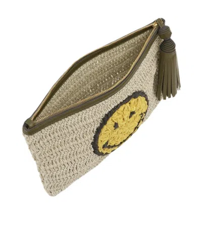 ANYA HINDMARCH CROCHET SMILEY-LOGO CLUTCH BAG 