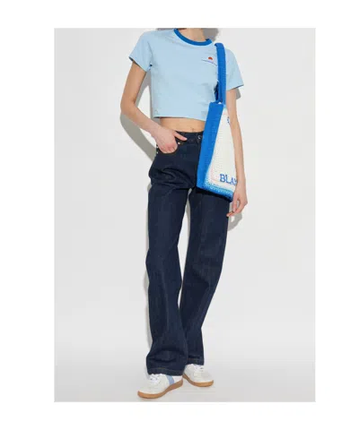 Casablanca Montagne Contrasting-trim Cropped T-shirt
