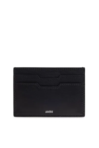 Amiri Black Card Holder With Logo Lettering On The Front And Embossed Logo On The Rear In Leather Man