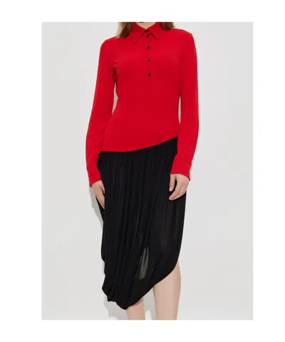 Ferragamo Asymmetric Colorblock Long Sleeve Shirtdress
