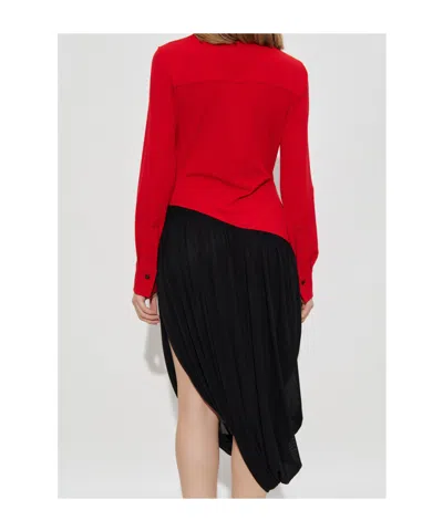 Ferragamo Asymmetric Colorblock Long Sleeve Shirtdress