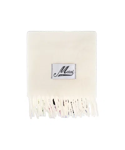 Marni Cream Alpaca Scarf With Fringes