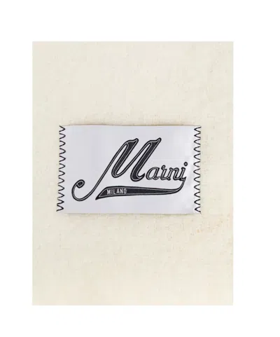 Marni Cream Alpaca Scarf With Fringes
