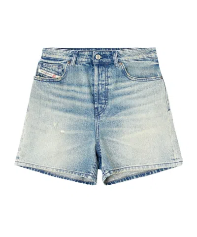 Diesel Shorts In Worn-effect Denim