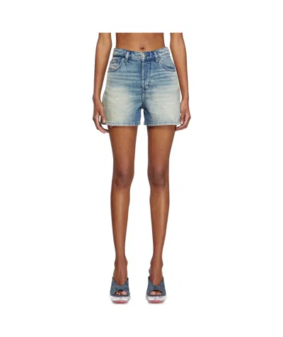 Diesel Shorts In Worn-effect Denim