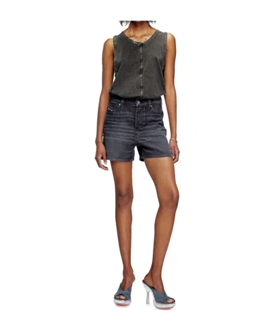 Diesel Denim Shorts With Faded Wash And Pockets