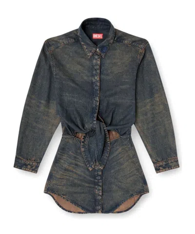 Diesel Navy Blue Mini Dress In Black