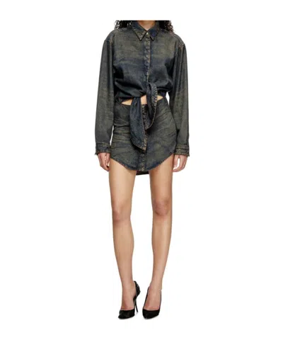 Diesel Navy Blue Mini Dress In Black