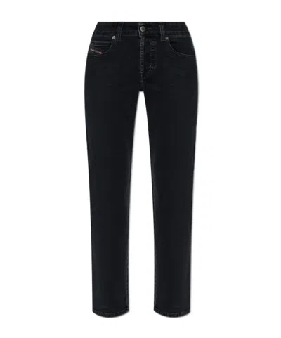 Diesel Straight Trousers With Belt Loops And Contrast Stitching In Black
