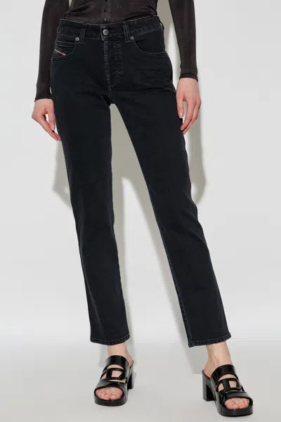 Diesel Straight Trousers With Belt Loops And Contrast Stitching In Black