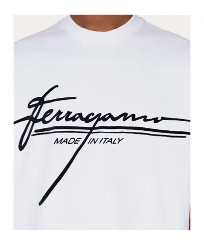 Ferragamo Signature Velvet Logo T-shirt In White