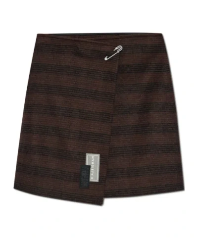 Mm6 Maison Margiela Asymmetrical Mini Skirt With Bold Stripes